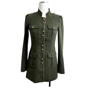 White House Black Market Military Jacket Gold Button XS Petite